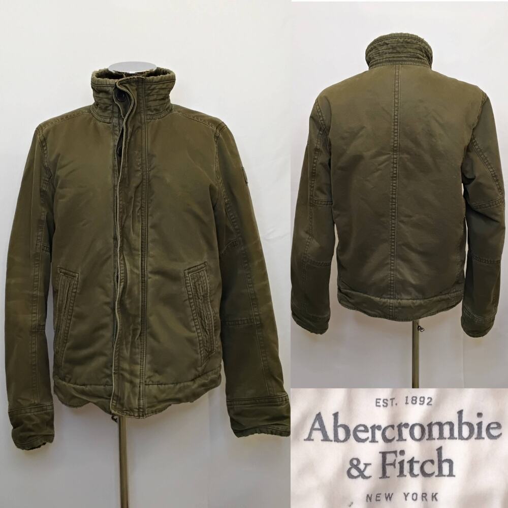 Abercrombie & Fitch Adirondack Jacket Men's XL Green Sherpa Lined Vintage #J5449